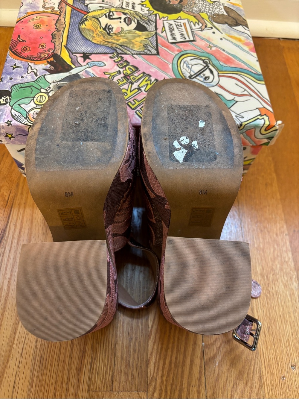 Jeffrey Campbell Mattix Pink Rose Gold Jacquard Platform Slingbacks - Picture 2 of 5
